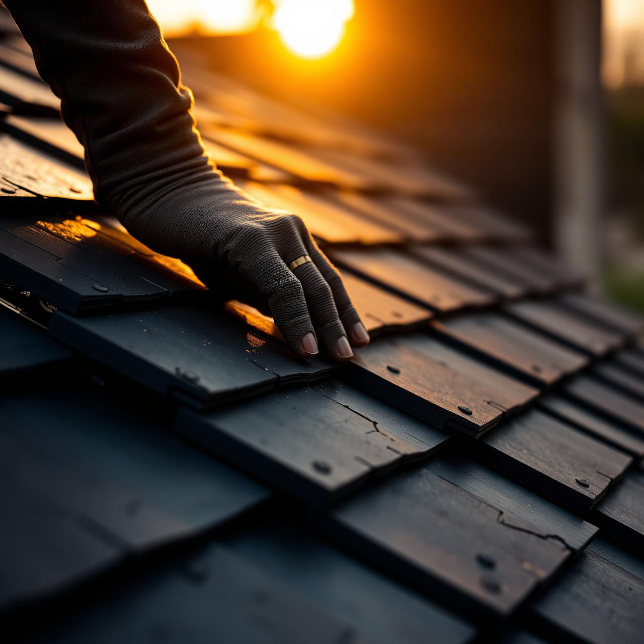 Master roofer hand-finishing slate